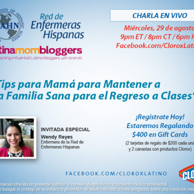 Esta Noche a las 9pm, Charla con Clorox Latino. Entra Aqui