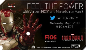 Siente el Poder con Verizon FiOS y Marvel’s Iron Man 3. Fiesta en Twitter
