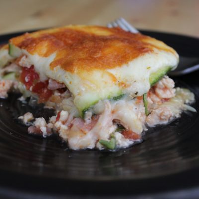 Pasticho o Lasaña de Calabacín con Boloñesa de Pollo